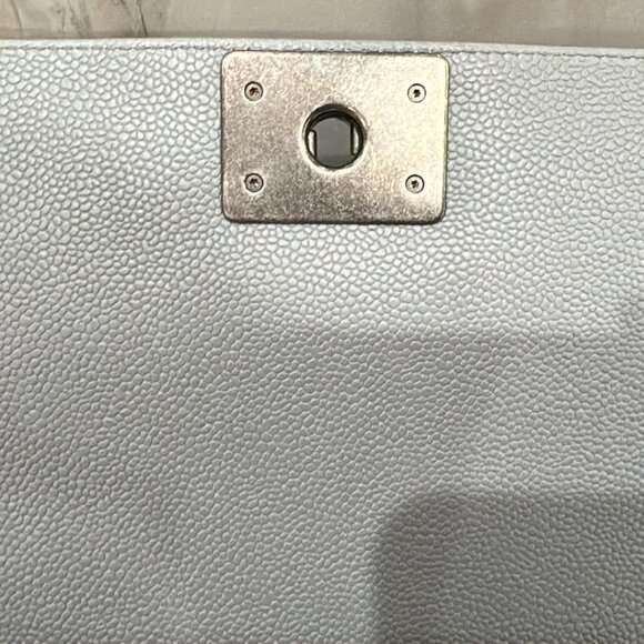 RARE Chanel Boy Bag Grey Gray Chevron Caviar Leather Medium Holiday Gift - Picture 5 of 8